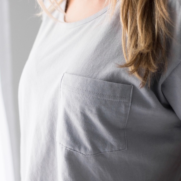 11thstreet Tops - Grey Pocket Crop Top